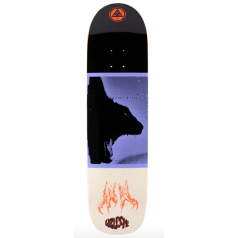 Welcome Feline Skateboard on Son of Planchette 8.38'' in Black and Bone
