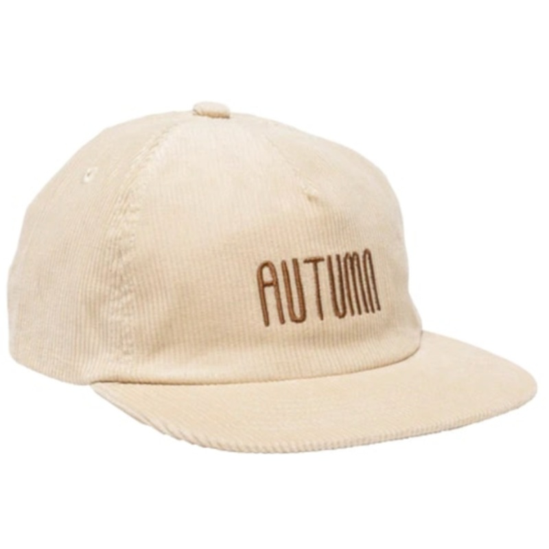 Autumn 5 Panel Corduroy Snapback Hat in Natural