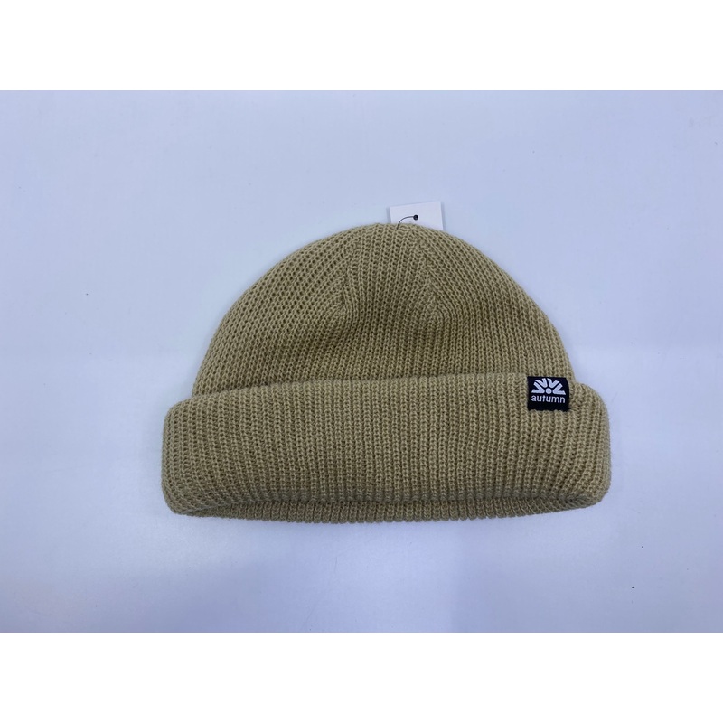 Autumn Shorty Double Roll Beanie in Khaki