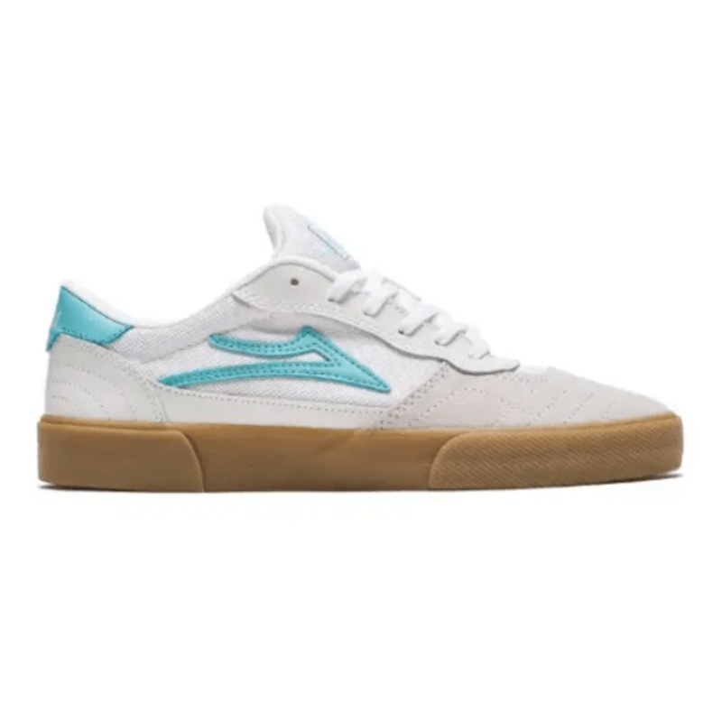 Lakai Evo 2.0 Skate Shoe in White and Teal Suede