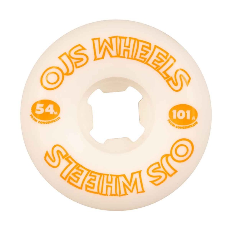 OJ Wheels From Concentrate Hardline Skate Wheels in White and Orange 101a