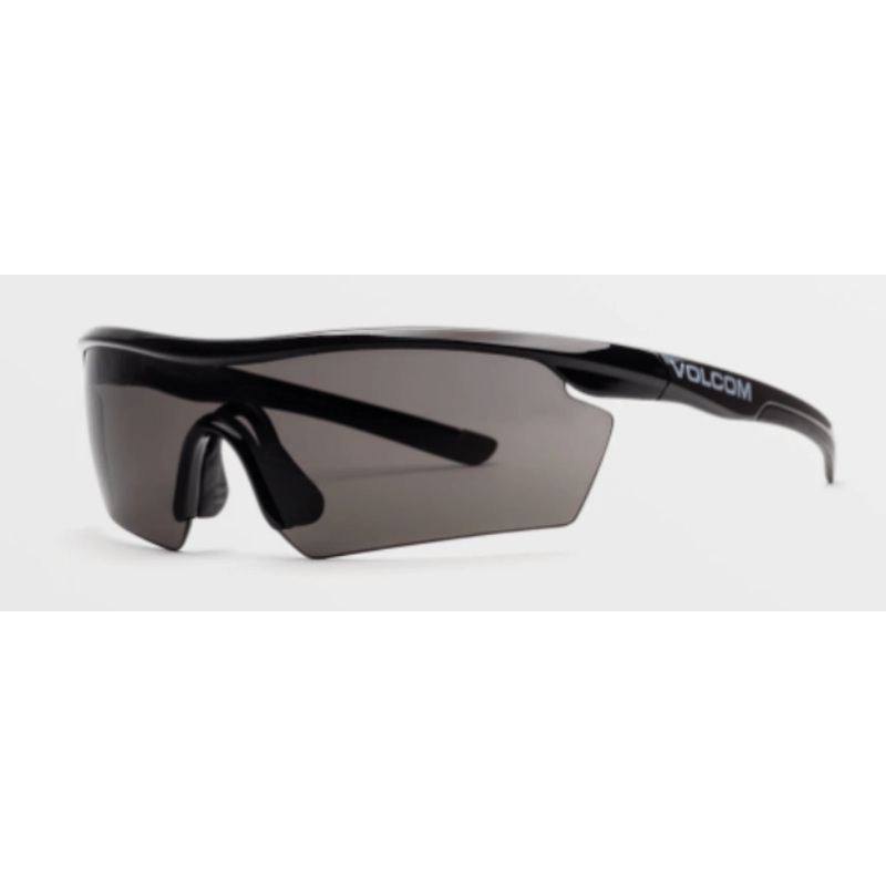 Volcom Download Sunglass in Matte Black Clear Fade with a Gray Blue Mirror lens