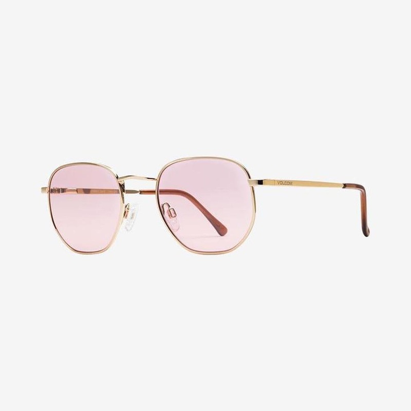 Volcom Happening Sunglass in Gloss Gold with a Pink lens