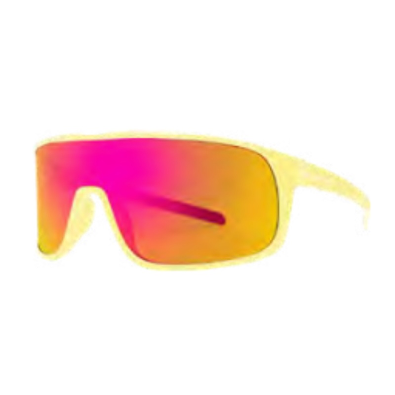 Volcom Macho Sunglass in Gloss Yellow-Aqua with a Rainbow Mirror lens