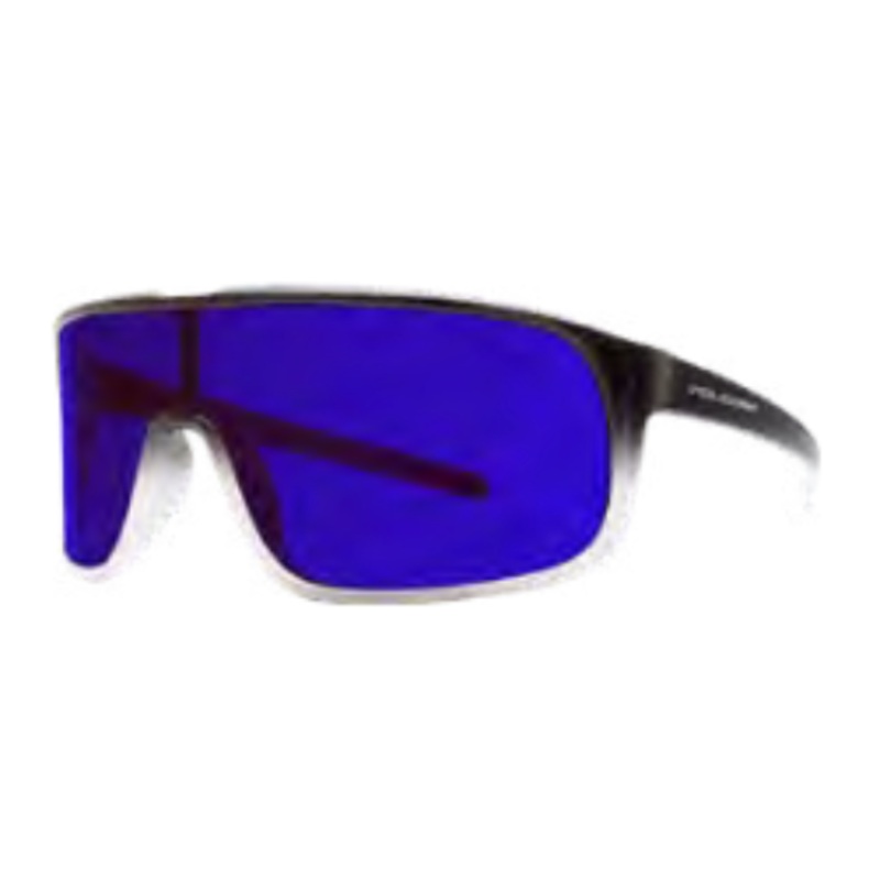 Volcom Macho Sunglass in Matte Black Clear Fade with a Gray Blue Mirror lens