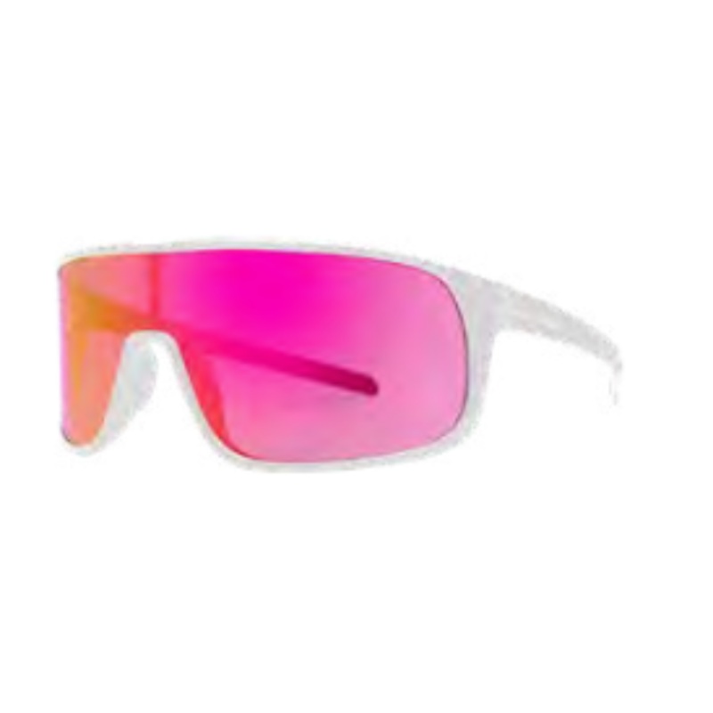 Volcom Macho Sunglass in Matte Trans Clear with a Gray Pink Mirror lens