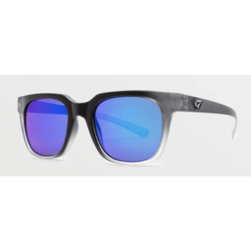 Volcom Morph Sunglass in Matte Trans Clear Fade with a Gray Blue Mirror lens