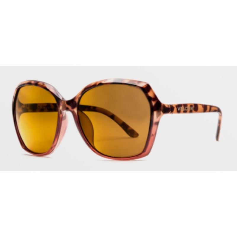 Volcom Psychic Sunglass in Gloss Punk Tort with a Bronze Champagne Chrome lens