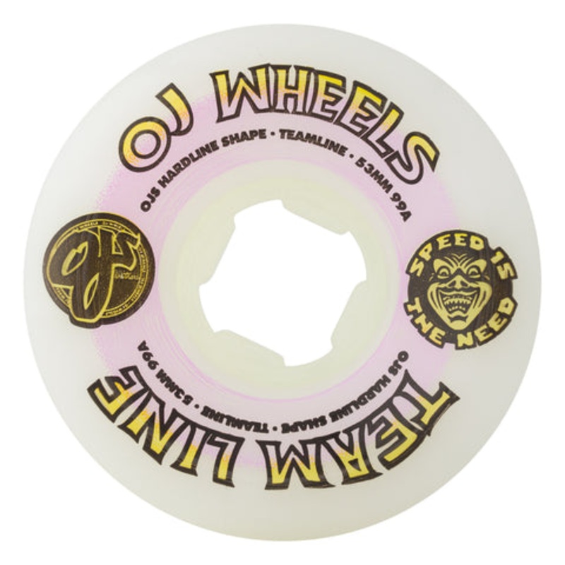 OJ Team Line Original Skate Wheels in Purple and Yellow Hardline 99a 56mm