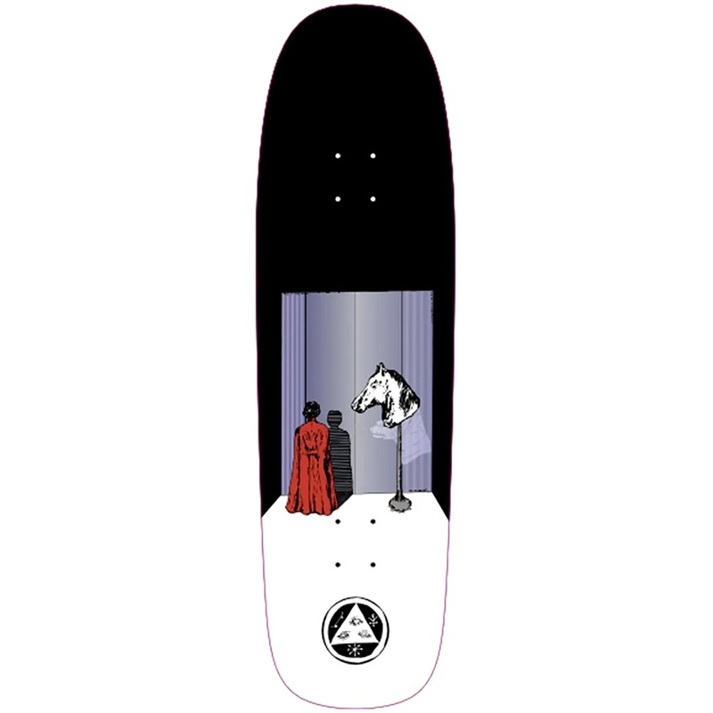 Welcome Haunted Horse on Golem Skateboard Deck in Black and White