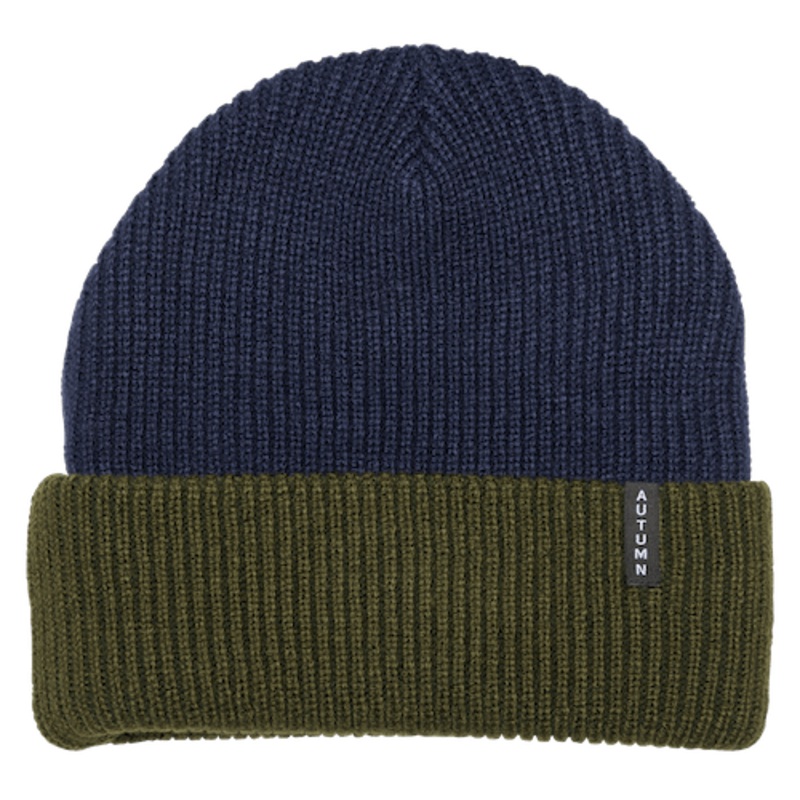 Autumn Blocked Beanie In Navy