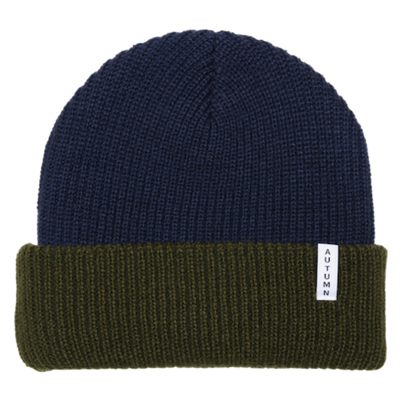 Autumn Blocked Youth Beanie In Army