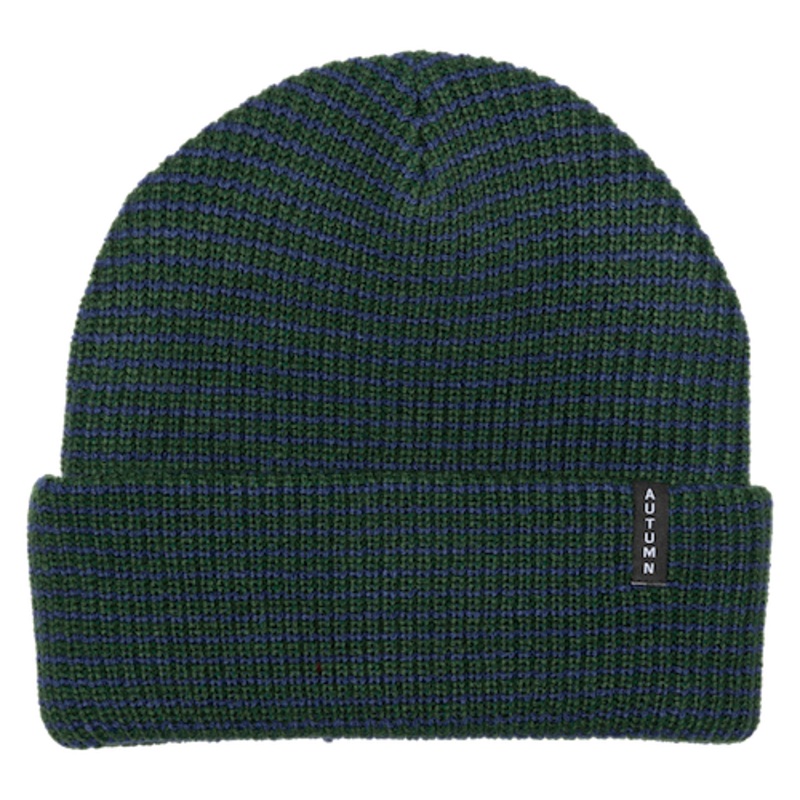 Autumn Stripe Beanie In Navy And Green