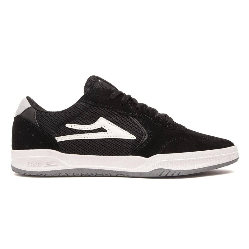 Lakai Atlantic Skate Shoe in Black and Light Grey Suede