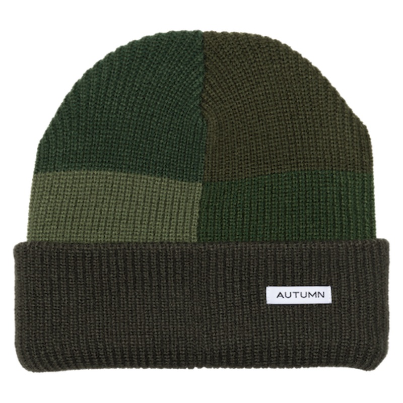 Autumn Patchwork Beanie In Green