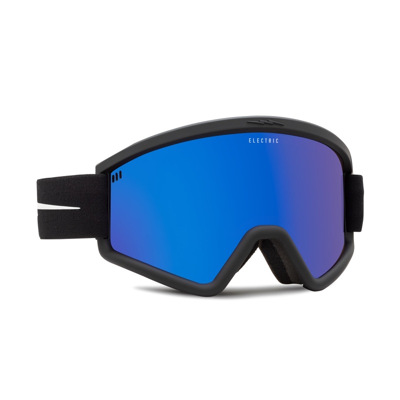 Electric Hex Snow Goggle in the Matte Black Frames with a Blue Chrome Lens and a Yellow Bonus Lens 2023
