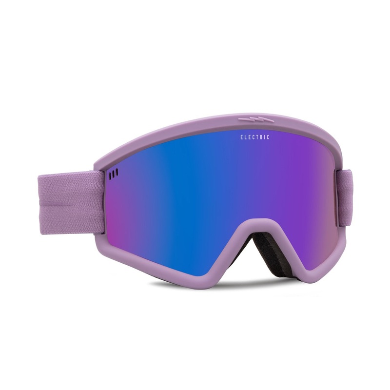 Electric Hex Snow Goggle in the Matte Mauve Frames with a Purple Chrome Lens and a Yellow Bonus Lens 2023