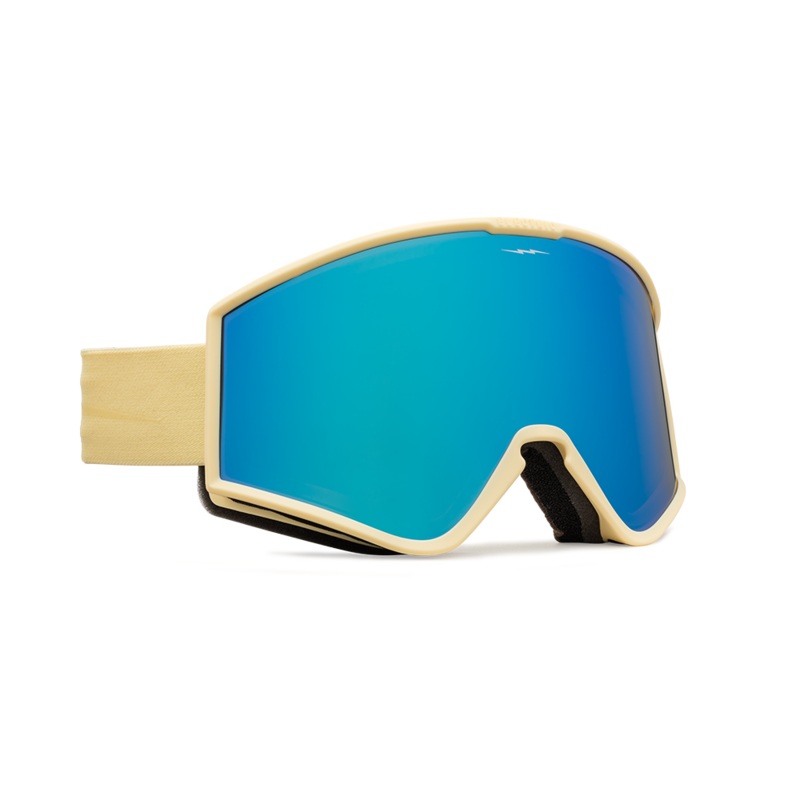 Electric Kleveland Snow Goggle in the Matte Pollen Frames with a Blue Chrome Lens and a Yellow Bonus Lens 2023