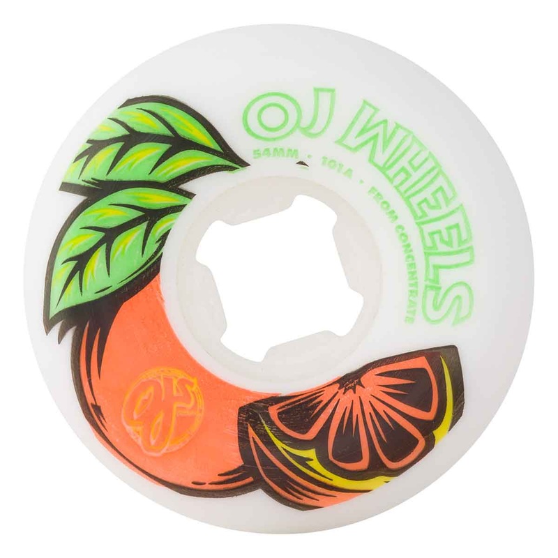 OJ Wheels From Concentrate (Fruit) Hardline Skate Wheels in White and Orange 101a