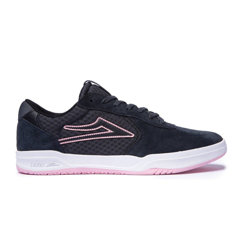 Lakai Atlantic Skate Shoe in Charcoal and Pink Suede