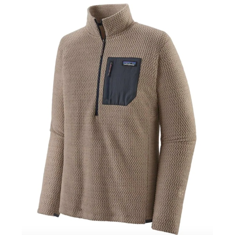 Patagonia Mens R1 Air Zip Neck Fleece in Oar Tan 2023