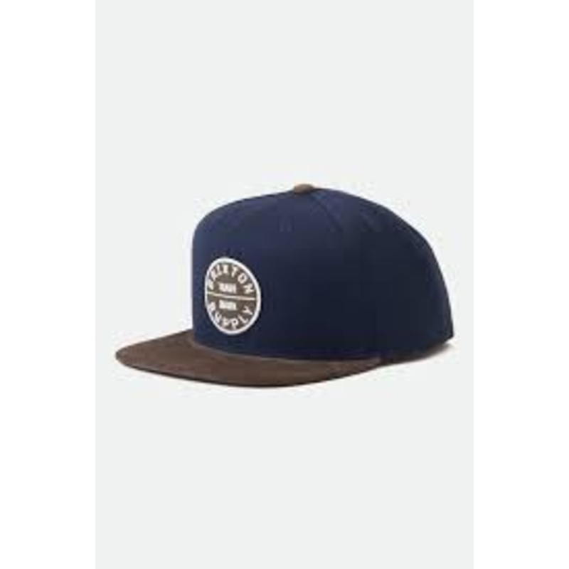Brixton Oath III Snap Back Hat in Navy and Deep Brown
