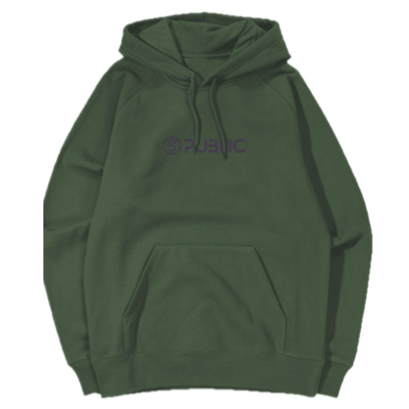 Public Trademark Embroidered Hooded Sweatshirt in Forest Green 2023