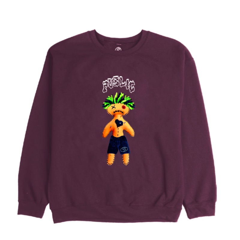 Public Voodoo Crew Sweatshirt in Maroon 2024