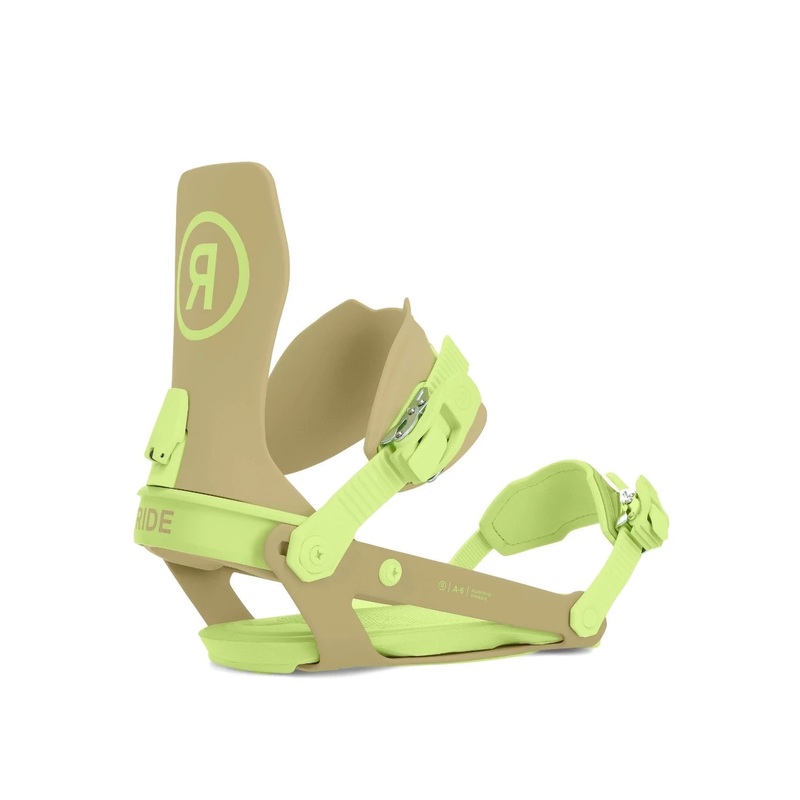 Ride A-6 Snowboard Binding in Olive and Lime 2024
