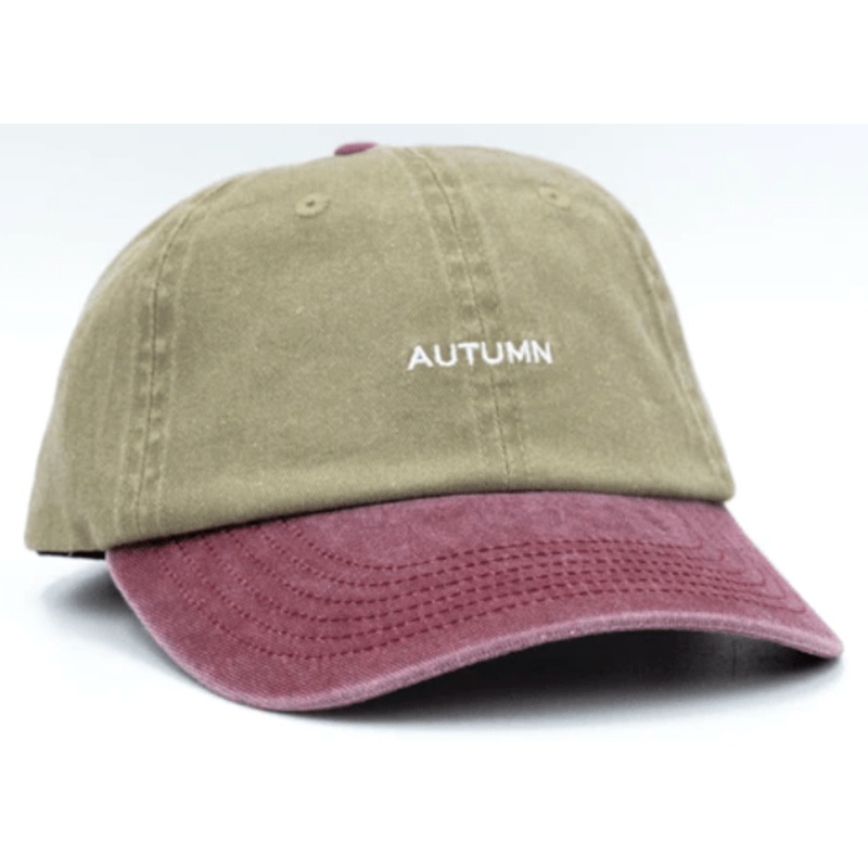 Autumn Pre Washed Canvas Two Tone Strapback Hat in Khaki