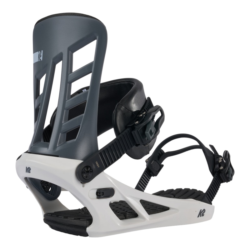 K2 Indy Snowboard Bindings in Grey and White 2024