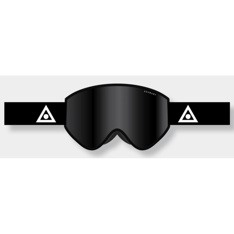 Ashbury A12 Black Triangle Snow Goggle with a Dark Smoke Lens and a Spare Yellow Lens