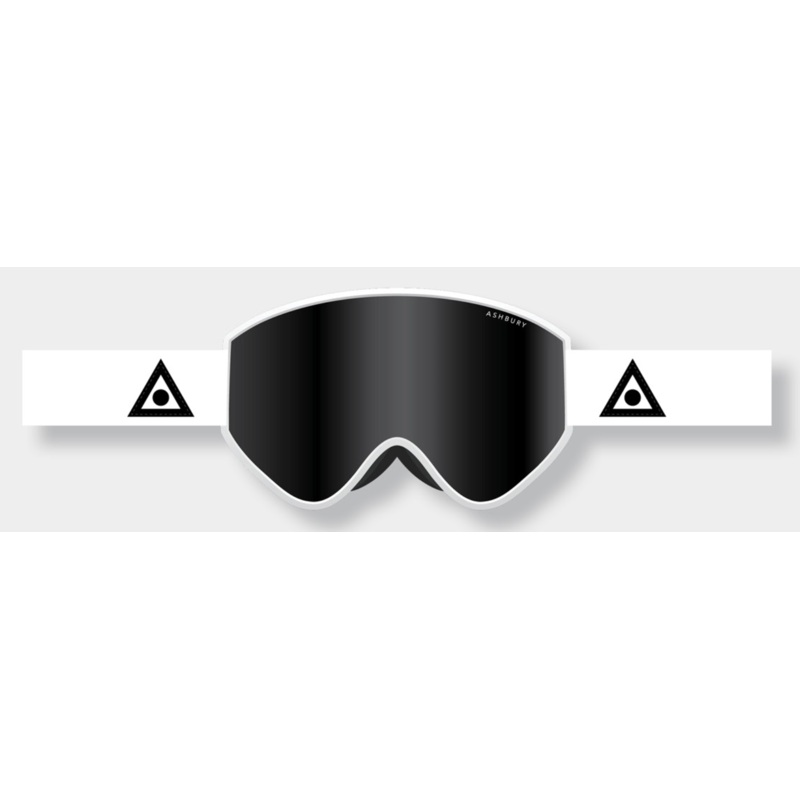 Ashbury A12 White Triangle Snow Goggle with a Dark Smoke Lens and a Spare Yellow Lens