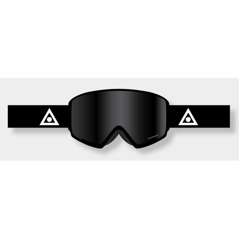 Ashbury Arrow Black Triangle Snow Goggle with a Dark Smoke Lens and a Spare Yellow Lens