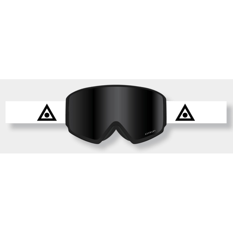 Ashbury Arrow White Triangle Snow Goggle with a Dark Smoke Lens and a Spare Yellow Lens