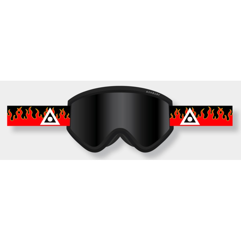 Ashbury Blackbird Red Flame Snow Goggle with a Dark Smoke Lens and a Spare Yellow Lens