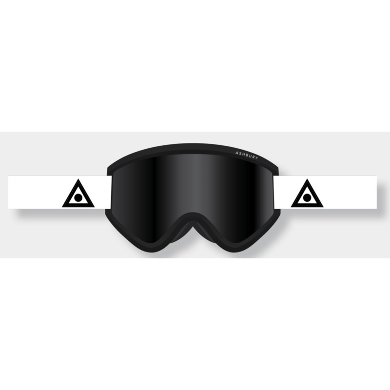 Ashbury Blackbird White Triangle Snow Goggle with a Dark Smoke Lens and a Spare Yellow Lens
