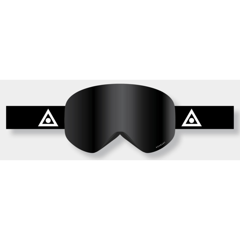Ashbury Hornet Black Triangle Snow Goggle with a Dark Smoke Lens and a Spare Yellow Lens