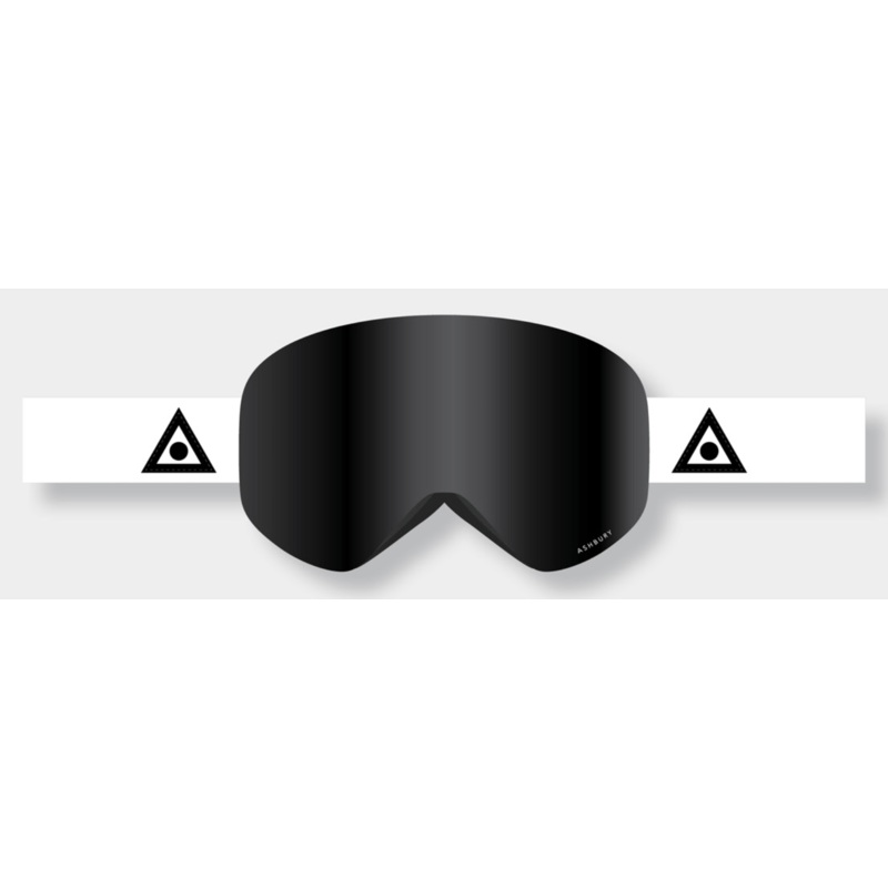 Ashbury Hornet White Triangle Snow Goggle with a Dark Smoke Lens and a Spare Yellow Lens