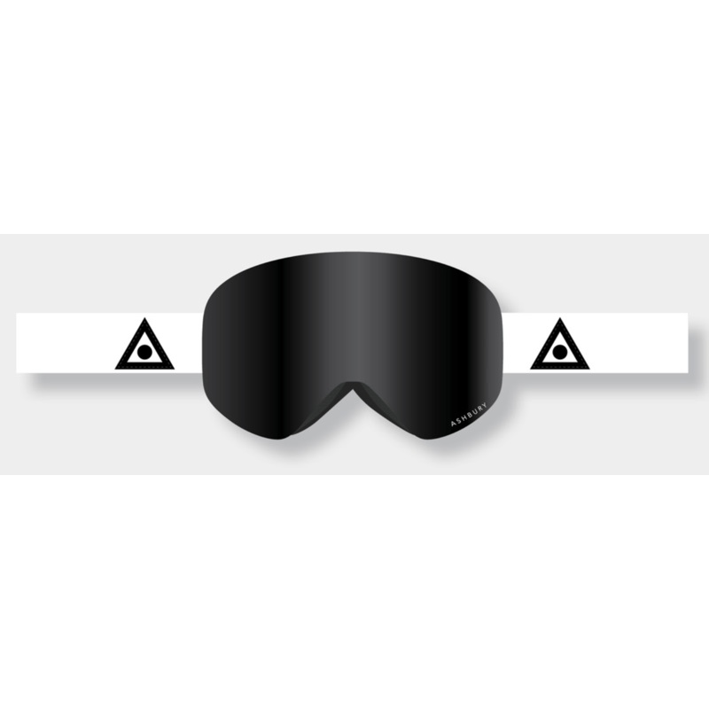 Ashbury Sonic White Triangle Snow Goggle with a Dark Smoke Lens and a Spare Yellow Lens