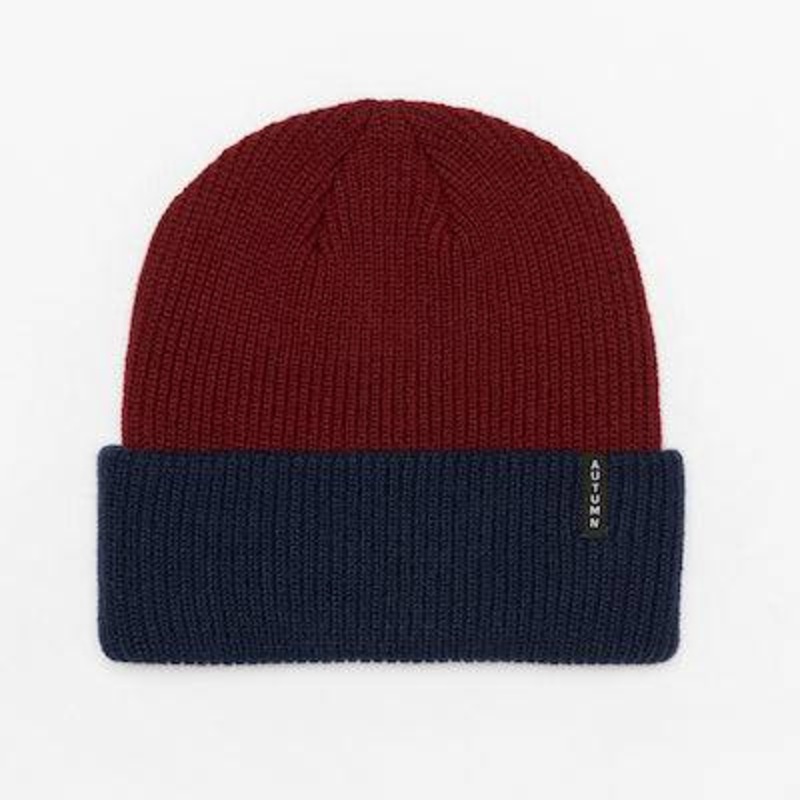Autumn Blocked Beanie in Burgundy 2024