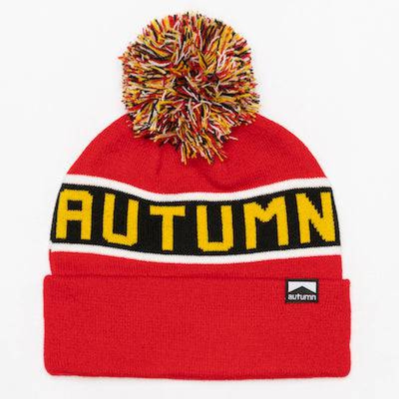 Autumn Burnout Pom Beanie in Red 2024