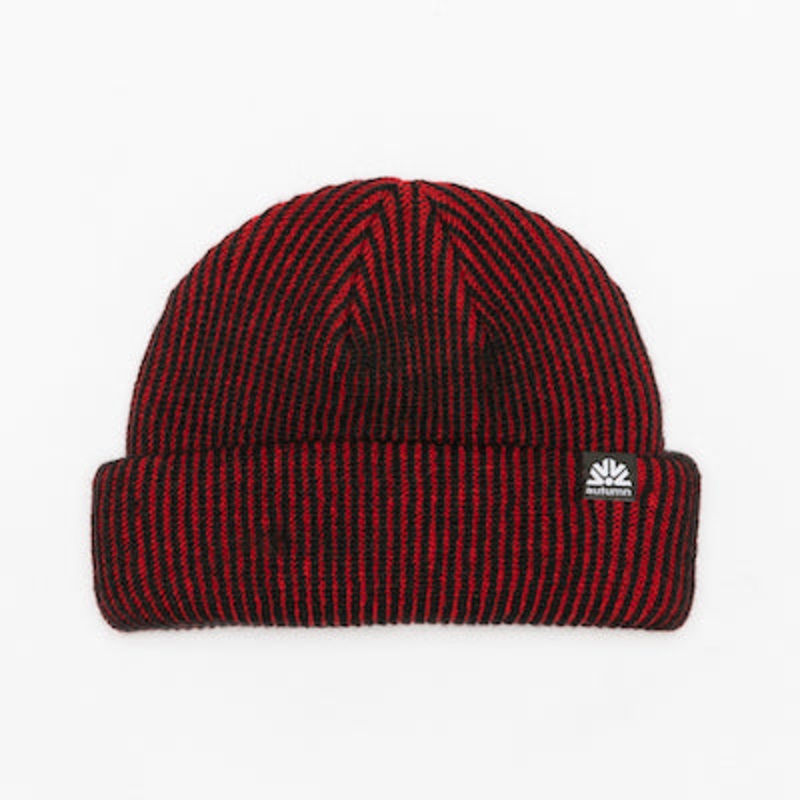 Autumn Cord Double Roll Beanie in Red 2024