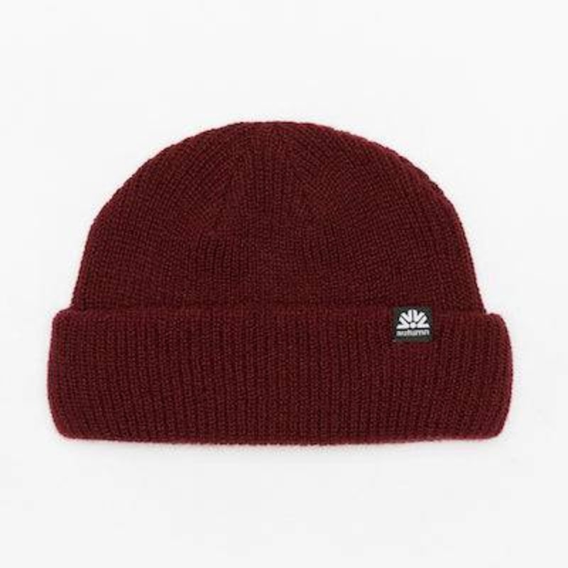 Autumn Double Roll  Beanie in Burgundy 2024