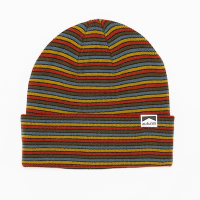 Autumn Mix Stripe Beanie in Khaki 2024