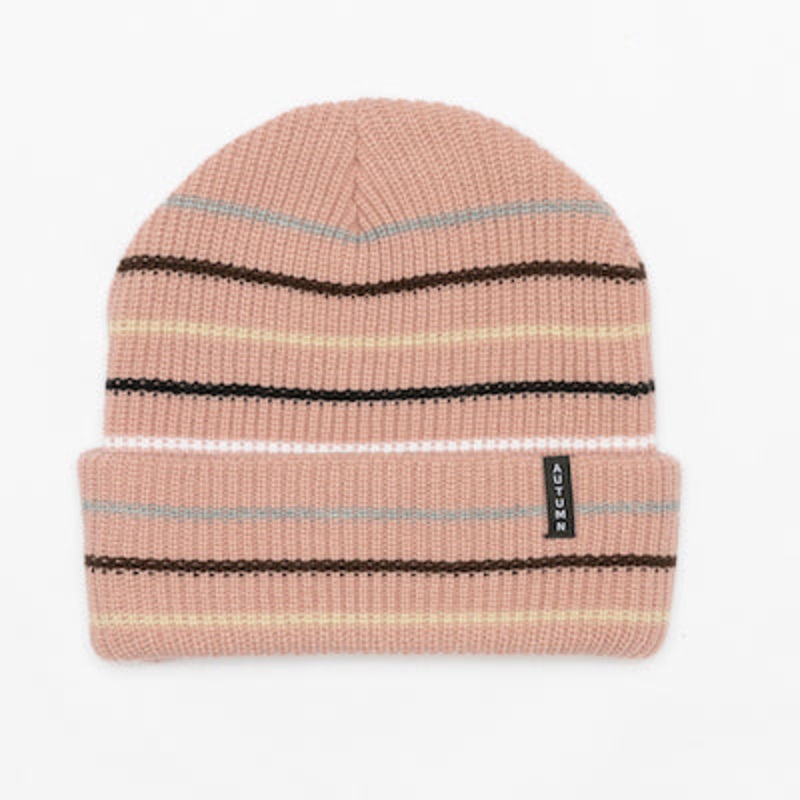 Autumn Multi Stripe Beanie in Dusty Pink 2024
