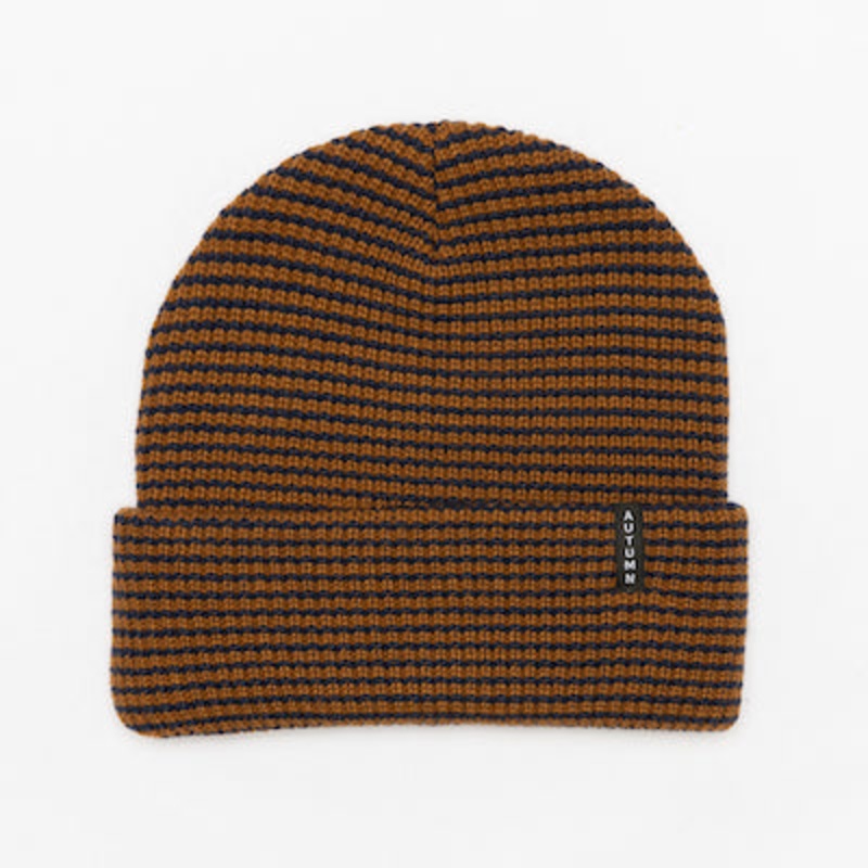 Autumn Stripe Beanie in Work Brown 2024
