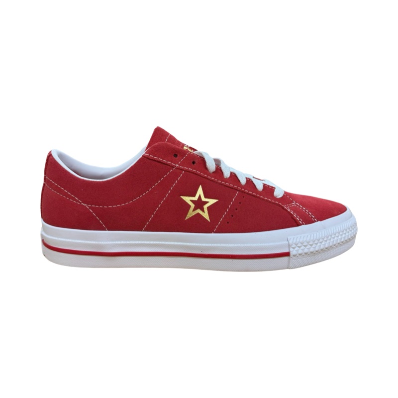 Converse Cons One Star Pro Ox Shoe in Varsity Red White and Gold