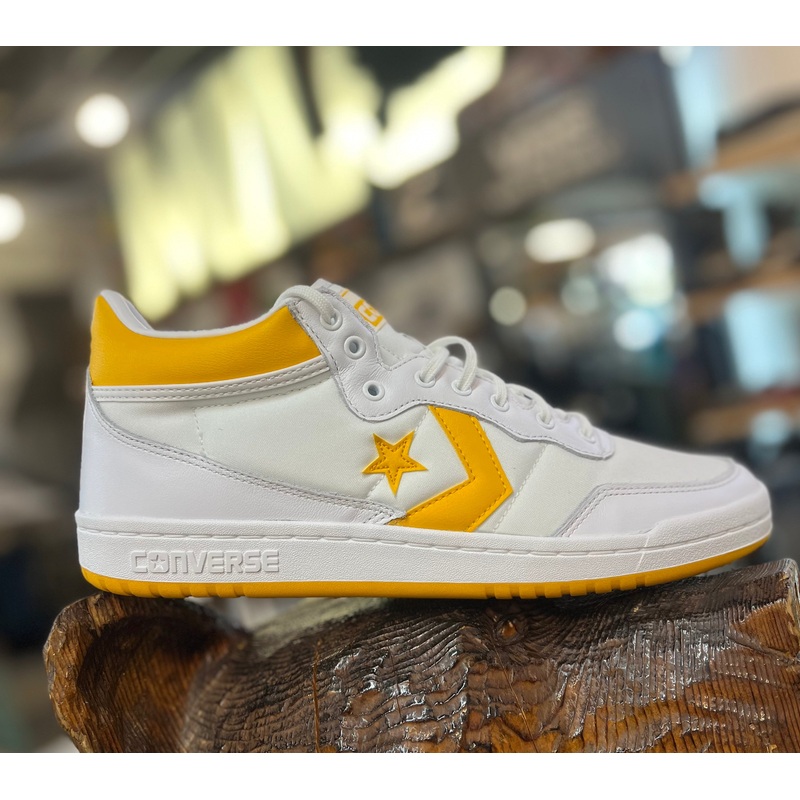 Converse Fastbreak Pro Mid Skate Shoe in White, Light Yellow, and White