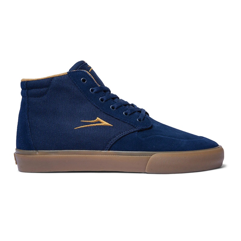 Lakai Riley 3 High Skate Shoe in Navy and Gum Suede